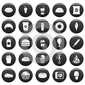Fast food icons set vetor black