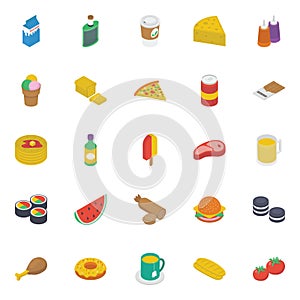 Fast Food Isometric Icons Pack