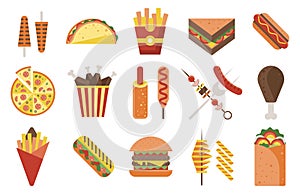 Fast Food and Junk Food Icons Set