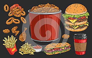 Fast food labels set colorful