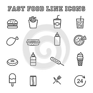 Fast food line icons