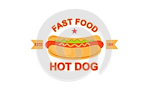 Fast food logo design hot dog sign vector