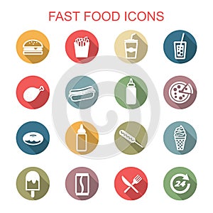 Fast food long shadow icons