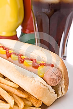 Fast food meal with hotdog