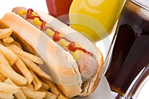 Fast food meal with hotdog