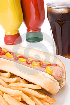 Fast food meal with hotdog