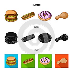 Fast ,food, meal, and other web icon in cartoon,black,flat style.Hamburger, bun, flour, icons in set collection.