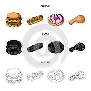Fast ,food, meal, and other web icon in cartoon,black,outline style.Hamburger, bun, flour, icons in set collection.