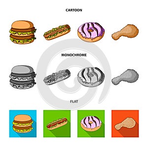 Fast ,food, meal, and other web icon in cartoon,flat,monochrome style.Hamburger, bun, flour, icons in set collection.