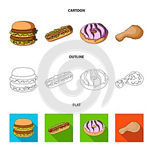 Fast ,food, meal, and other web icon in cartoon,outline,flat style.Hamburger, bun, flour, icons in set collection.