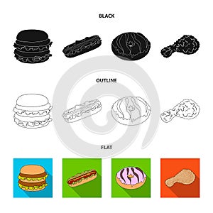 Fast ,food, meal, and other web icon in cartoon style.Hamburger, bun, flour, icons in set collection.