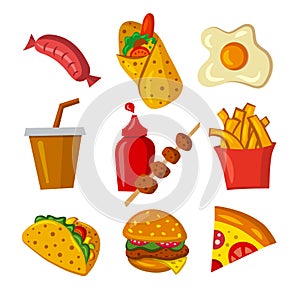 Fast food meals icons