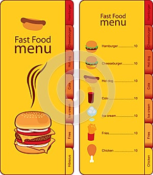 Fast food menu