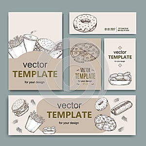 Fast food menu design template hand drawn vector