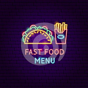 Fast Food Menu Neon Label