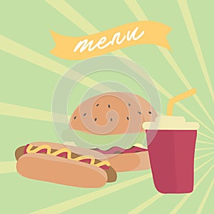 fast food menu. Vector illustration decorative design