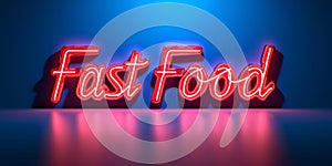 Fast Food Neon Sign on a blue background