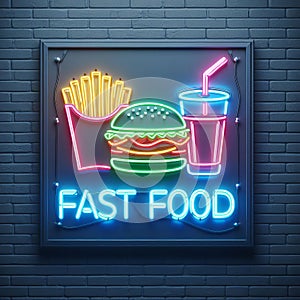 Fast Food Neon Sign Illustration