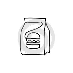 Fast food one line, Fast food pochette. Simple one line vector icon