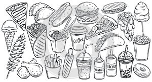 Fast food outline drawn icon