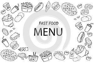 fast food outline template frame for menu