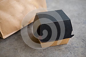 Fast food paper box on concrete