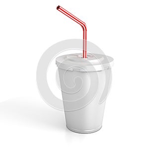 Fast food paper cup with red tube