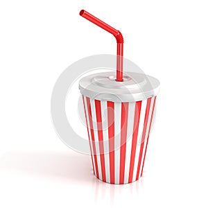 Fast food paper cup with red tube