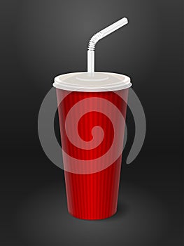 Fast food paper cup with tube