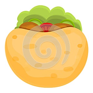 Fast food pita bread icon, cartoon style