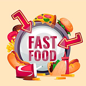 Fast food restaurant cartoon frame