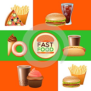 Fast food restaurant menu banners set