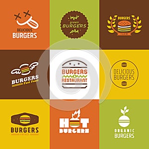 Fast food restaurant vector logos and Icons set