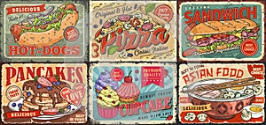 Fast food set flyers colorful