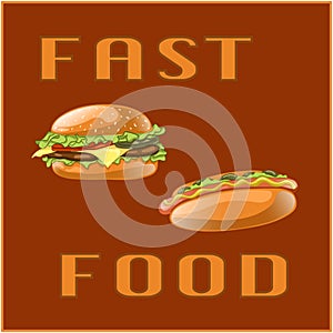 Fast food set for Menu Card, poster, brochure, web, mobile application.
