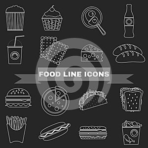 Fast Food and Snacks Big Icons Set