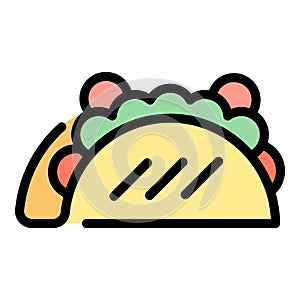 Fast food taco icon color outline vector