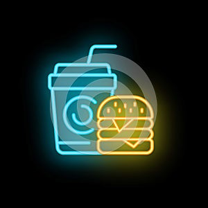 Fast food tired icon neon vector