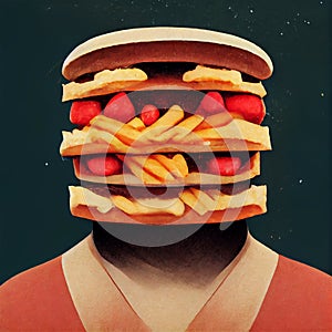 Fast Food Trap and being trapped by unhealthy junkfood as hamburgers photo