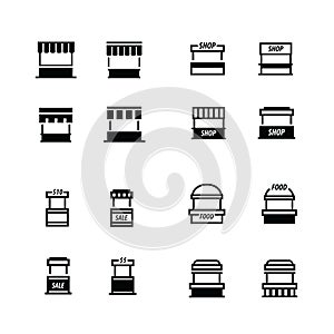 Fast food trolley icons set