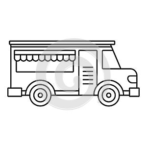 Fast food truck icon, outline style