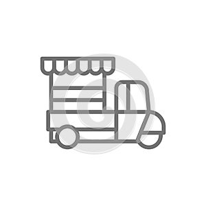 Fast food truck line icon. Isolated on white background