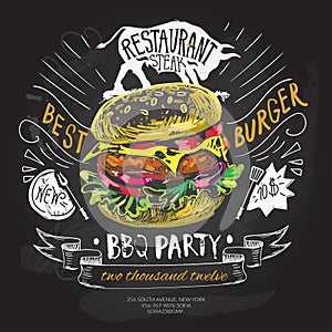 Fast food vector logo design template. hamburger, burger or menu board icon.