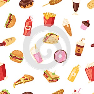 Fast food vector nutrition american hamburger or cheeseburger unhealthy eating concept junk fast-food snacks burger or