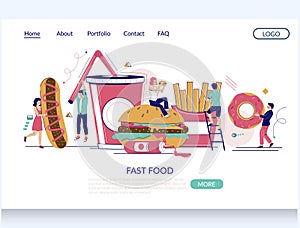 Fast food vector website landing page design template