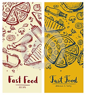 Fast food vintage vertical flyers