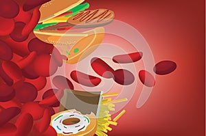 Fast food which high fat contaminate in red blood cells. photo