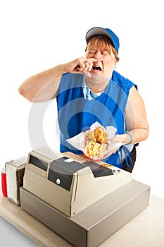 Fast Food Worker Sneezing on Meal