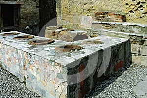 Fast foods restaurant, ruins from the vulcano eruption