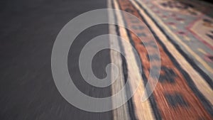 Fast Forwarding Shot Of A Floor Carpet Inside A Luxurious Hotel - extreme close up